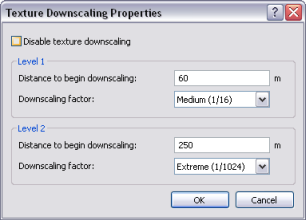 The Texture Downscaling Properties dialog box for textured multipatches in ArcGlobe.