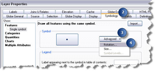 Accessing the Rotate 3D dialog box in ArcGlobe
