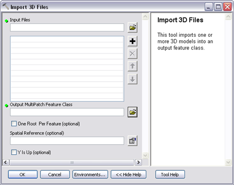 The Import 3D Files geoprocessing tool