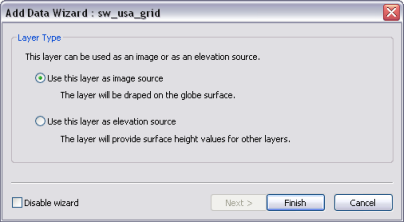Add Data Wizard for single-band raster layers