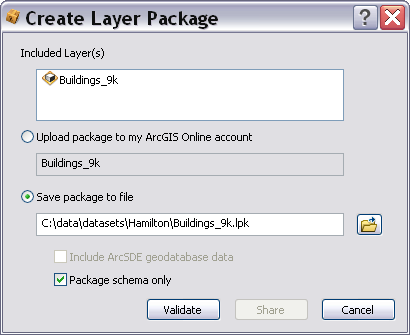 Creating a layer package with only the schema referenced
