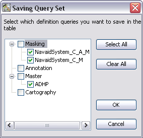Saving Query Set dialog box