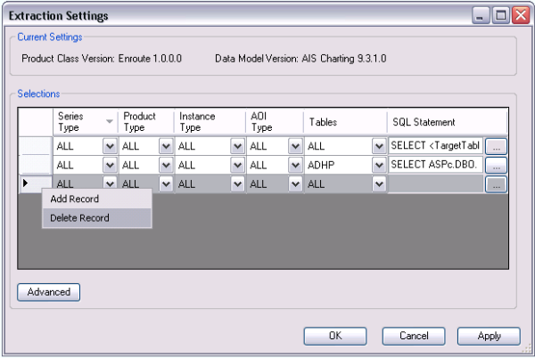 Example of deleting an extraction query