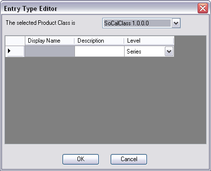 Entry Type Editor dialog box with a new row