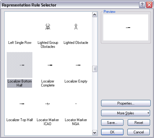 Representation Rule Selector dialog box