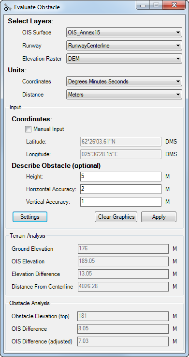 Evaluate Obstacle dialog box