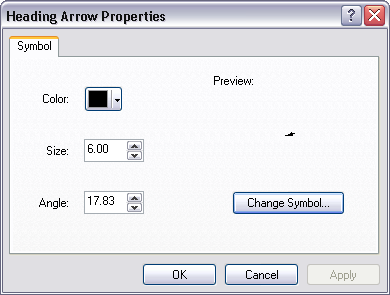 Heading Arrow Properties dialog box