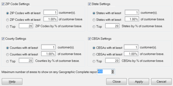 Geographic Complete Settings