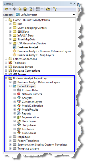 Business Analyst Repository in Catalog view