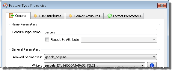 Feature Type Properties General tab
