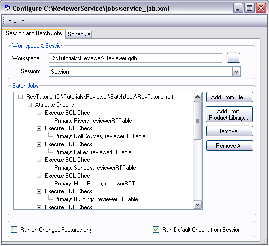 Configure <service job file name> dialog box