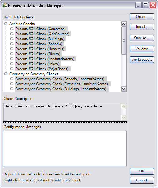 Initial view of the Reviewer Batch Job Manager dialog box