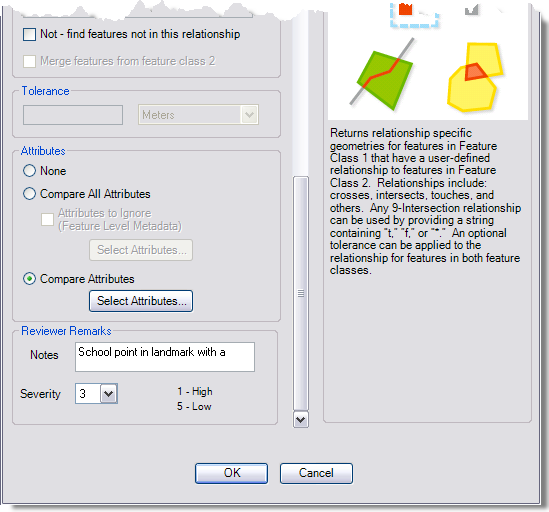 Second half of the properties on the Geometry on Geometry Check dialog box