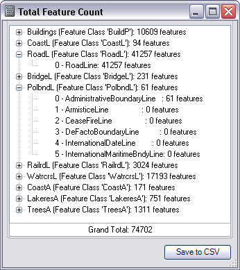 Total Feature Count window