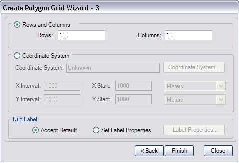 Create Polygon Grid Wizard - 3 dialog box