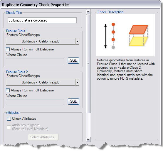 Duplicate Geometry Check Properties dialog box