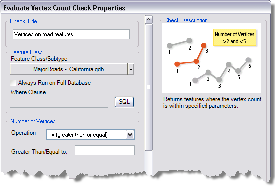 Evaluate Vertex Count Check Properties dialog box