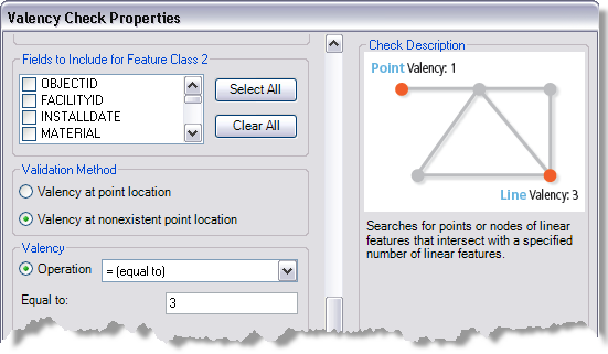 The Valency check configured to find locations where points should exist but do not