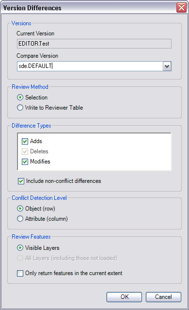 Version Differences dialog box