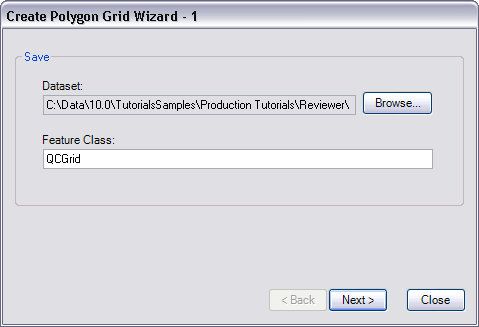 Create Polygon Grid Wizard - 1 dialog box
