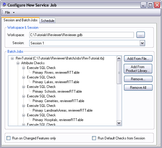Configure New Service Job dialog box