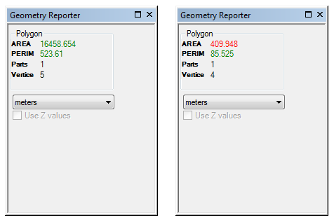 Examples of thresholds used with the Geometry Reporter