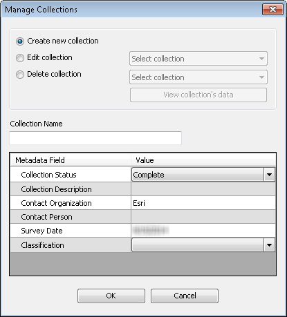 Manage Collections dialog box
