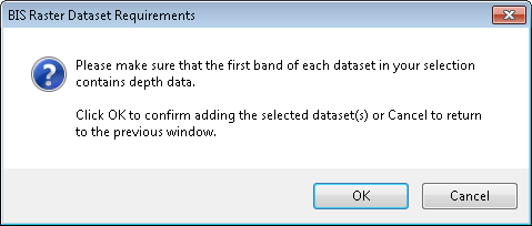 BIS Raster Dataset Requirements message