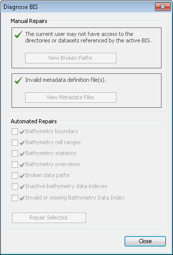 Diagnose BIS dialog box