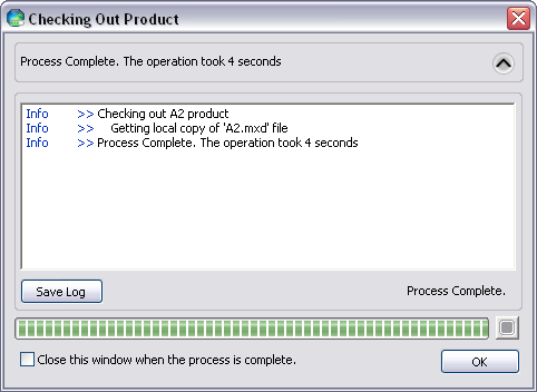 Checking Out Product dialog box with progress information