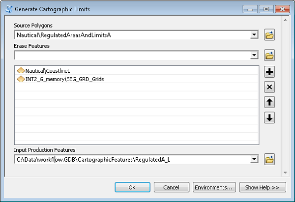 Generate cartographic limits geoprocessing tool dialog box