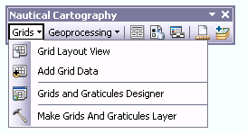 Nautical Cartography toolbar with the Grids menu