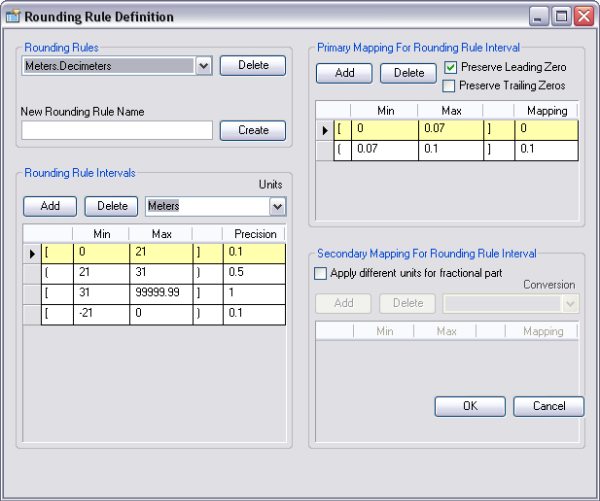 Rounding Rule Definition dialog box