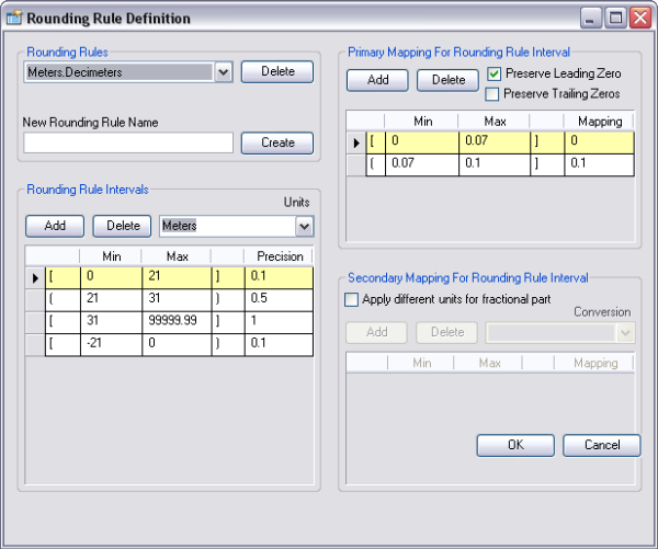 Rounding Rule Definition window