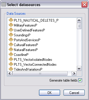 Select datasources dialog box