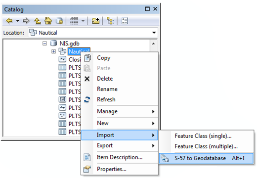 Import S-57 to Geodatabase command