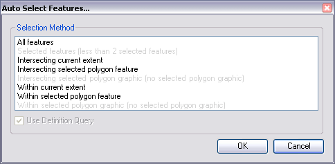 Auto Select Features dialog box