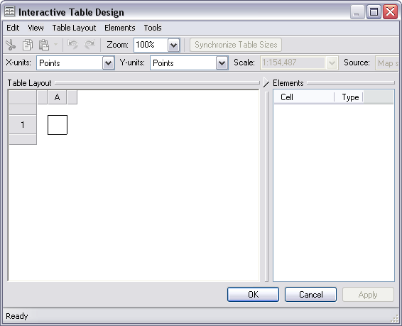 Interactive Table Design dialog box