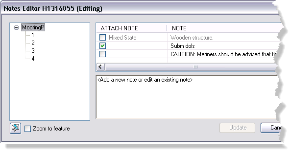 The Notes Editor dialog box displaying a note