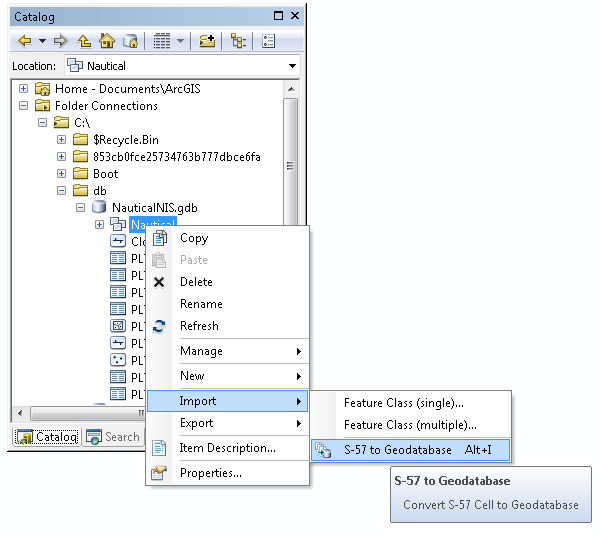 Import S-57 to Geodatabase command