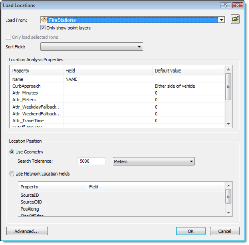 Load Locations dialog box