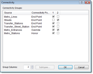 The settings for the Connectivity dialog box