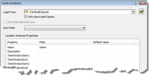 The Load Locations dialog box