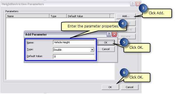 Setting the properties of a new parameter