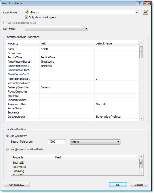 Review of property settings for loading stores