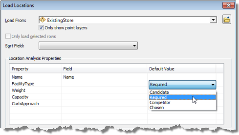 The Load Locations dialog box