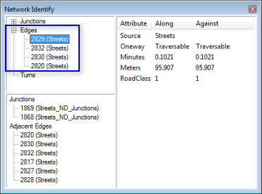 Top left panel showing elements within a search tolerance