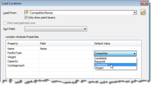 The Load Locations dialog box