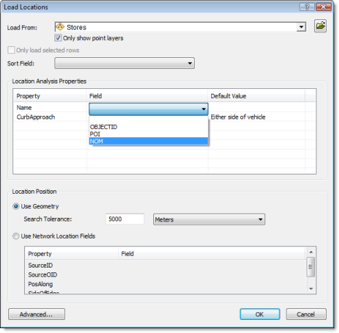 The Load Locations dialog box