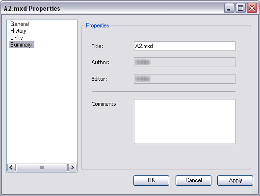 Summary pane on the file Properties dialog box